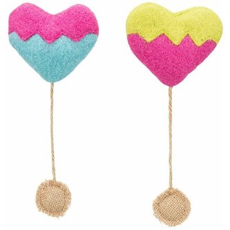 HEART - srdce, šustící hračka pro kočky s katnipem, 8 cm/18 cm, plsť/juta