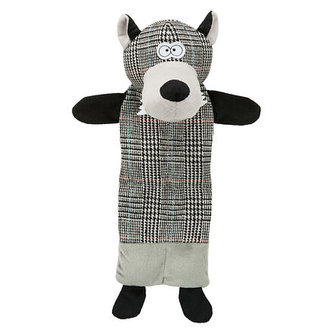 Wolf, vlk ležící, látka bez výplně, se zvukem, 38cm - DOPRODEJ