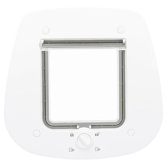 Průchozí dvířka pro kočku, 4-cestná, pro skleněné dveře, 27x26cm, bílá