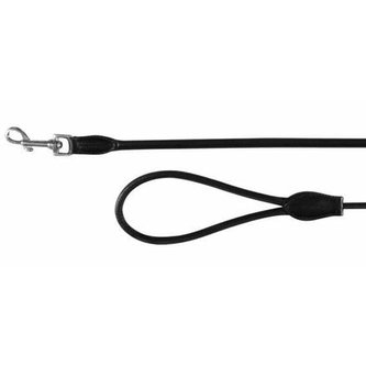 Kožené vodítko krátké 40cm/13mm (M-XL),  - černá - DOPRODEJ