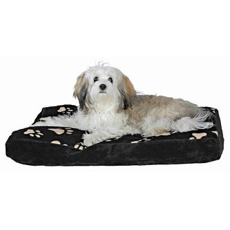 Plyšová podložka WINNY, černá/béžové tlapky - DOPRODEJ - 80 x 55cm