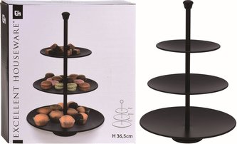 Podnos 3 patra na dort a cukroví BLACK