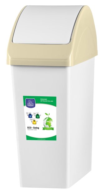 Koš odpadkový ECO-Swing 10 l bílý s víkem slonová kost pla