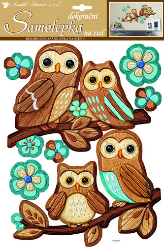 Samolepky na zeď sovy plastické 28x42 cm