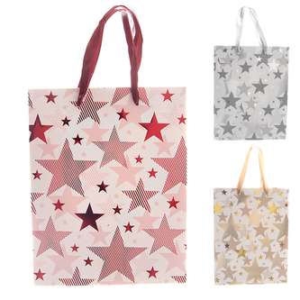 Taška dárková vánoční stars 26x10x32 cm