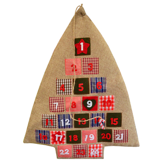 Kalendář adventní juta strom 55 cm