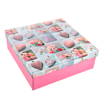 Krabice dárková papír ROSE 20x20x8 cm