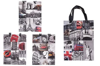 Taška dárková město 26x10x32 cm