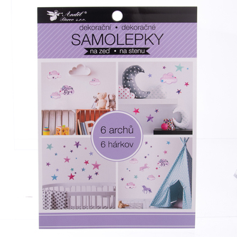 Samolepky na zeď blok jednorožec 6 listů 16x23 cm