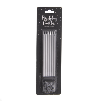 Svíčka dortová stříbrná 12 ks 12,5 cm