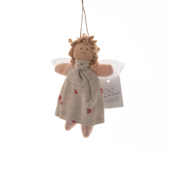 Anděl textil závěsný srdíčka 9x3x12 cm