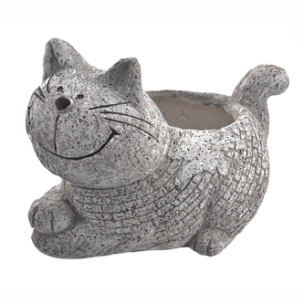Květináč cement kamínky kočka 35x24x25 cm