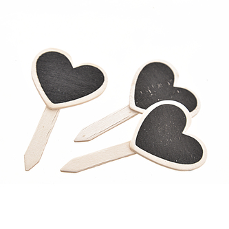 Zápich dřevo srdce popisovací 3 ks 6x11 cm