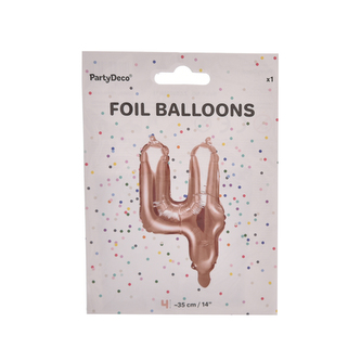 Balónek fólie číslo 4 perleť růžový 35 cm