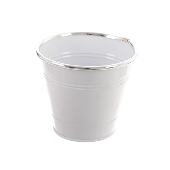 Květináč plech bílý 11x11x12 cm