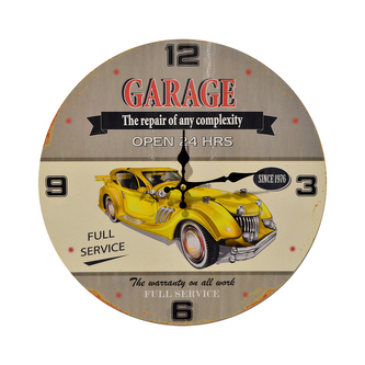 Hodiny nástěnné dřevo auta pr. 34 cm