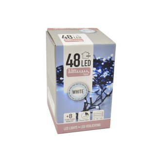 LED světýlka bílá IN/OUT s časovačem 48 LED 3,5 m
