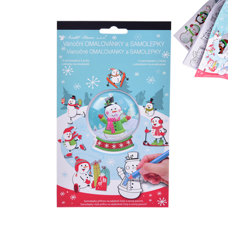 Omalovánky/samolepky sněhulák vánoční 14x23 cm