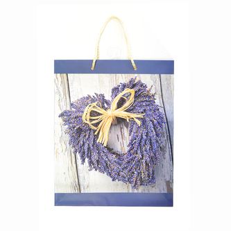 Taška dárková levandulová srdce 26x10x32 cm