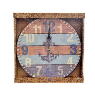 Hodiny nástěnné dřevo kotva pr. 34 cm