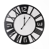 Hodiny nástěnné dřevo/kov černé pr. 50 cm