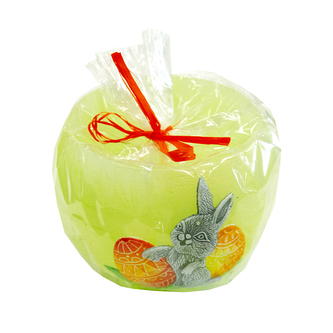 Svíčka-lampion zelený velikonoční zajíček pr. 12cm