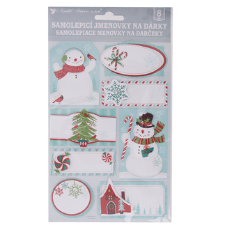 Jmenovka na vánoční dárky 3D glitr 8 ks 14x21 cm