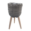 Květináč proutí/dřevo šedý střední 25x25x44 cm