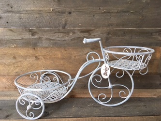 Květináč kov bílý kolo 63x27x34 cm