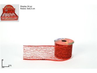 Organza červená glitter 6x270 cm