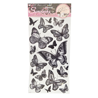 Samolepky na zeď černošedí motýli 60x32 cm