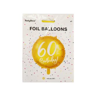 Foliový balonek zlatý - 60th Birthday - 45 cm