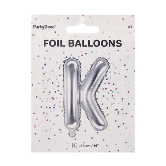 Balónek fólie písmeno K stříbrný 35 cm