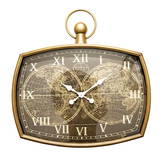 Hodiny nástěnné dřevo hnědé zeměkoule 67x7x67 cm