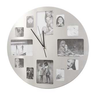 Hodiny nástěnné kov stříbrné na fotky pr. 40 cm