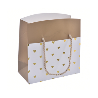 Taška dárková srdce uzavíratelná zlatá 18x9x12 cm