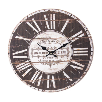 Hodiny nástěnné dřevo HOTEL hnědé pr. 34 cm