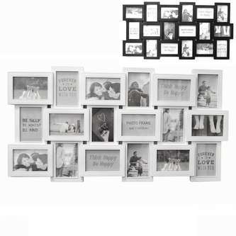 Rámečky obraz 18 fotek dřevo bílý/černý 90x47 cm