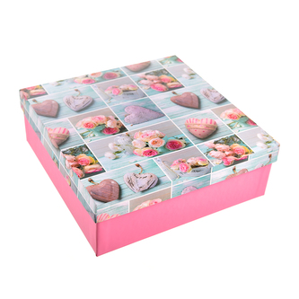 Krabice dárková papír ROSE 18x18x7 cm