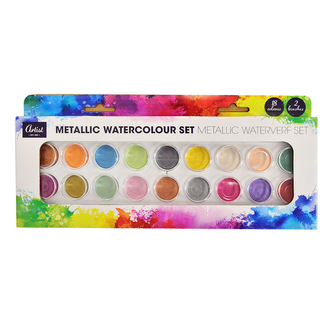 Vodové barvy metalik 18 ks 28x2x13 cm