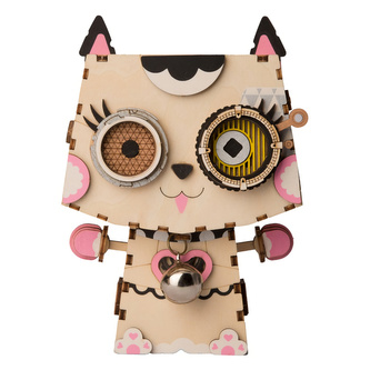 RoboTime dřevěné 3D puzzle Květináč koťátko