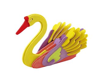RoboTime Dřevěná skládačka  Labuť + barvy a štětec