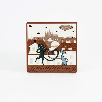 Magnet ker. čtverec 6 cm, Prague cat