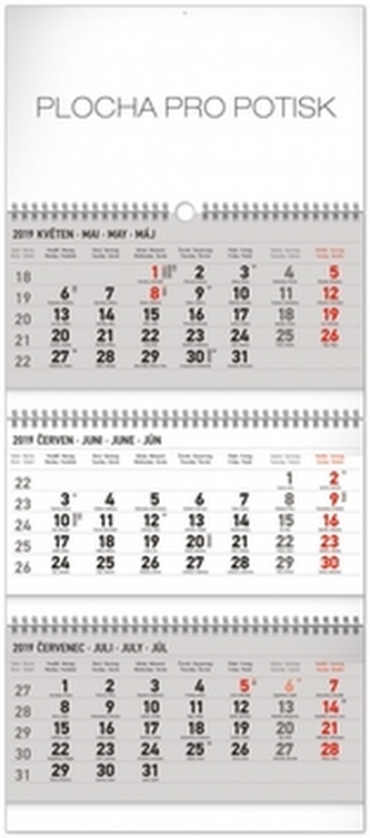 3 měsíční standard skl- nástěnný kalendář 2019