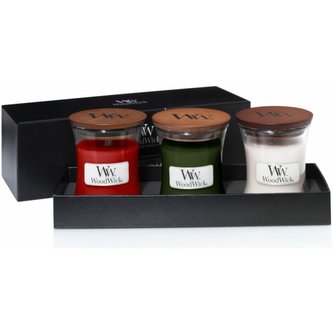 WoodWick - Dárkový set svíček (Fireside,White Teak,Stone Washed Suede) 3x85 g  - 3x85 ml