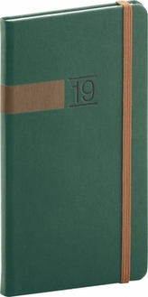 Kapesní diář Twill 2019, zelený, 9 x 15,