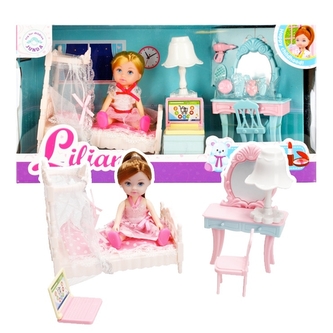 Ložnice s panenkou a doplňky