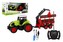Traktor RC s vlekem na dřevo plast 38cm 27MHz + dobíjecí pack na baterie v krabici 45x18x13cm