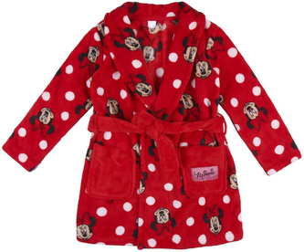 Dětský župan Disney|Mickey Mouse: Minnie Mouse puntíky (4 roky) červený fleece