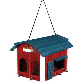 Krmítko dřevěná budka barvená, závěsná 24x22x32 cm